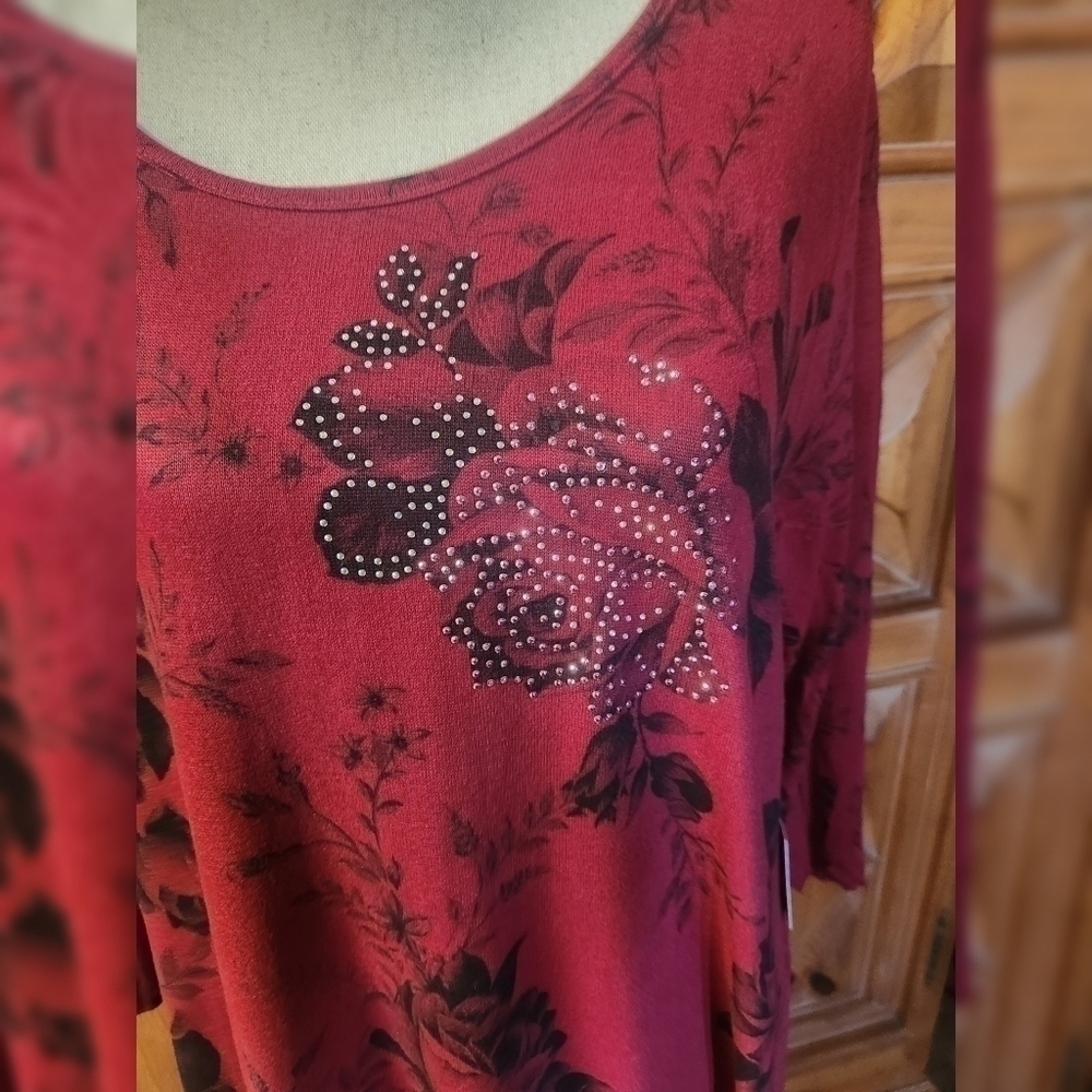 Kate Park 3/4 Sleeve Top Sz 1X - Picture 2 of 7